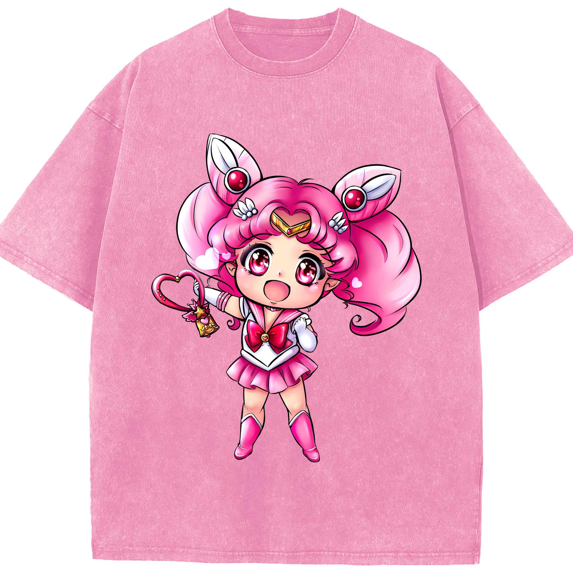 （画像用） 美少女戦士セーラームーン ちびうさ Sailor Moon Chibiusa Tsukino Usagi Small Lady Serenity 綿100% ヴィンテージ風 半袖Tシャツ（フロントプリント）